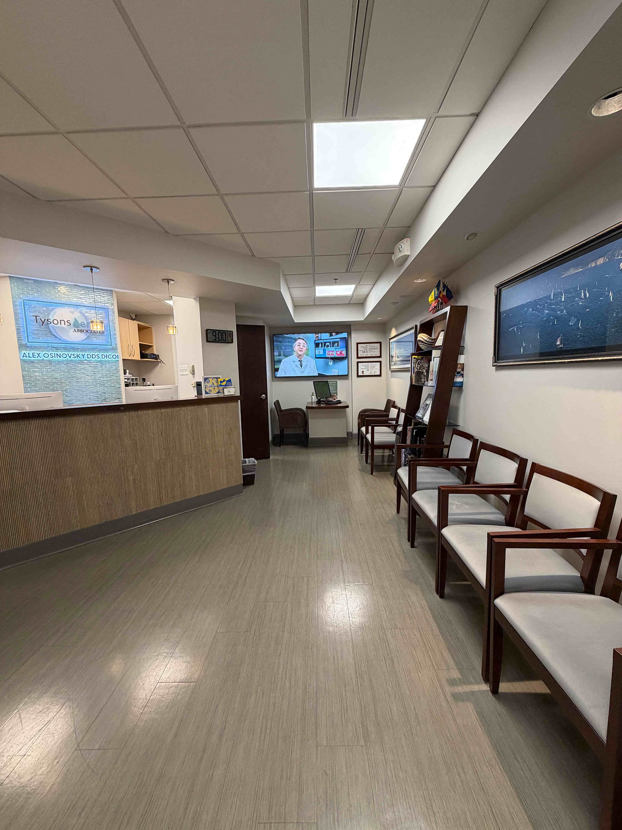 Tysons Dental Associates waiting room with modern furnishings